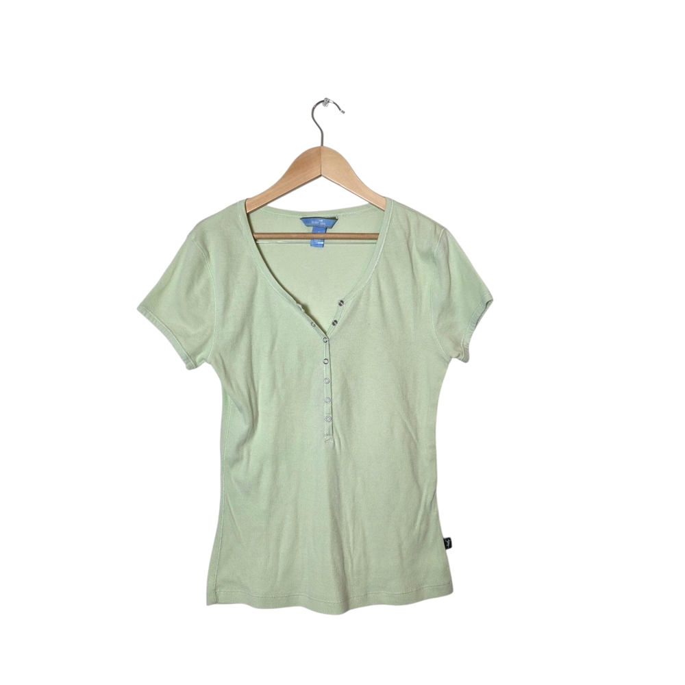 Horny Toad Henley Top M Green‎ Y2K Pistachio Preppy